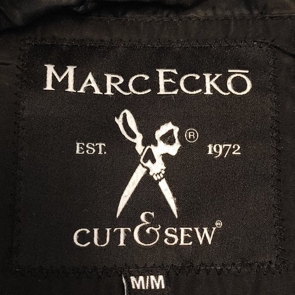 Marc Ecko Cut & Sew Men's Sz Medium Black Bomber Jacket Fall and Winter Quilted - Picture 9 of 10